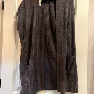 Barefoot Dreams CozyChic Ultra Lite in Dark Gray Open Cardigan Vest